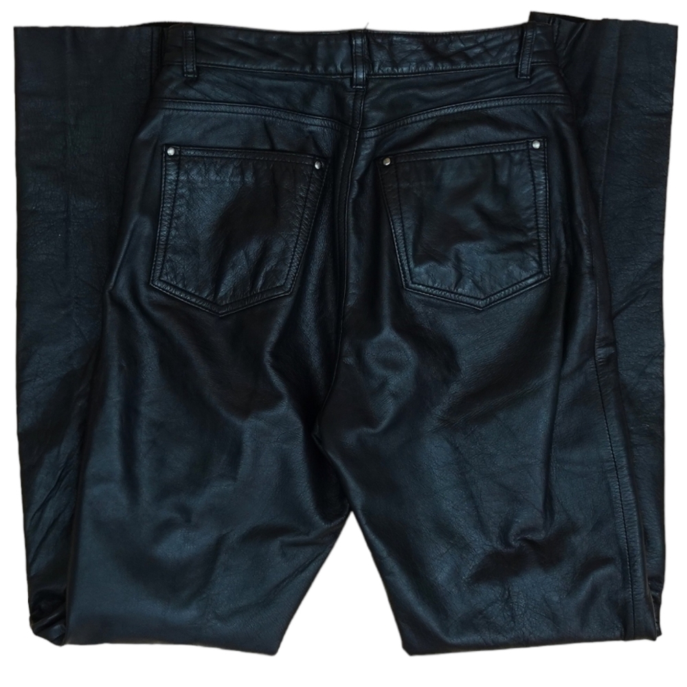 Wilson's 100% Real Genuine Black Leather Vintage High Waist Jeans - 6 - Picture 3 of 13